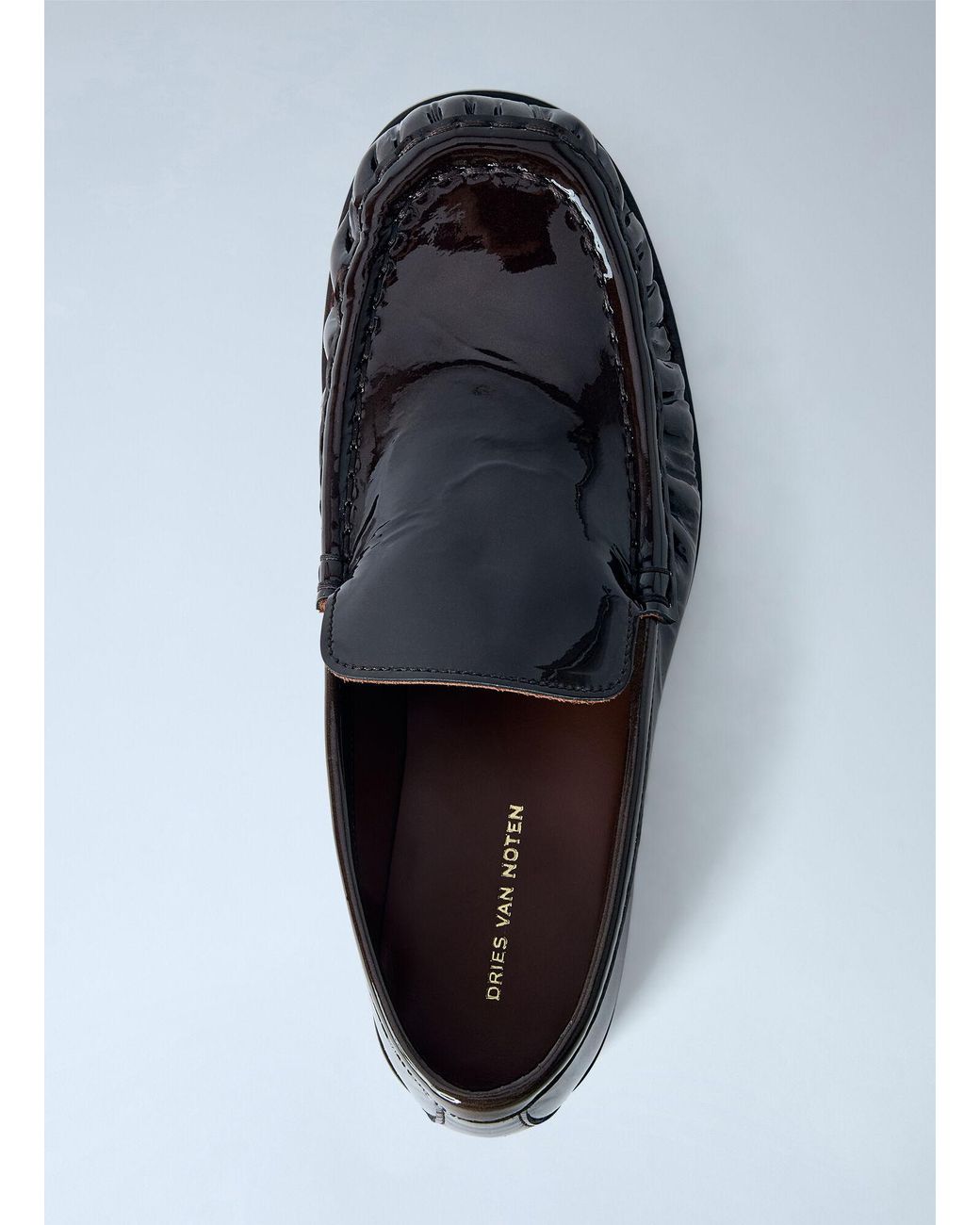 Dries Van Noten White Patent Leather Loafers