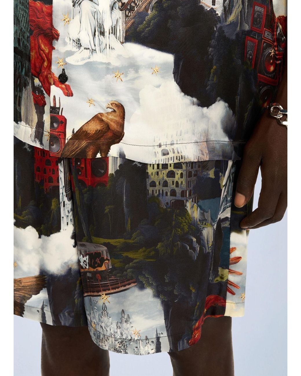 Off-White c/o Virgil Abloh Multicolor World Paint Viscose Bowling Shorts for men
