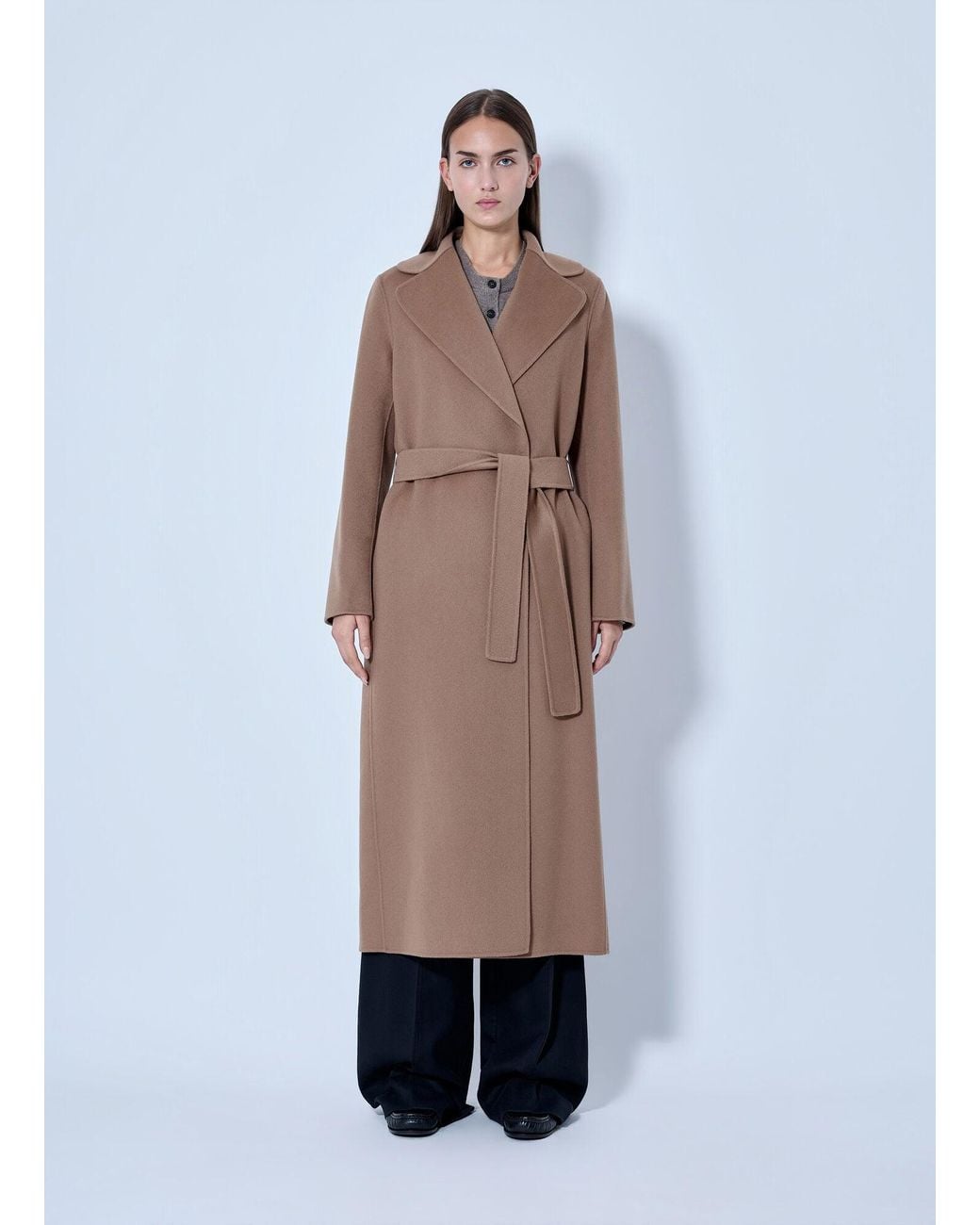 Max Mara Blue Belted Wool Coat