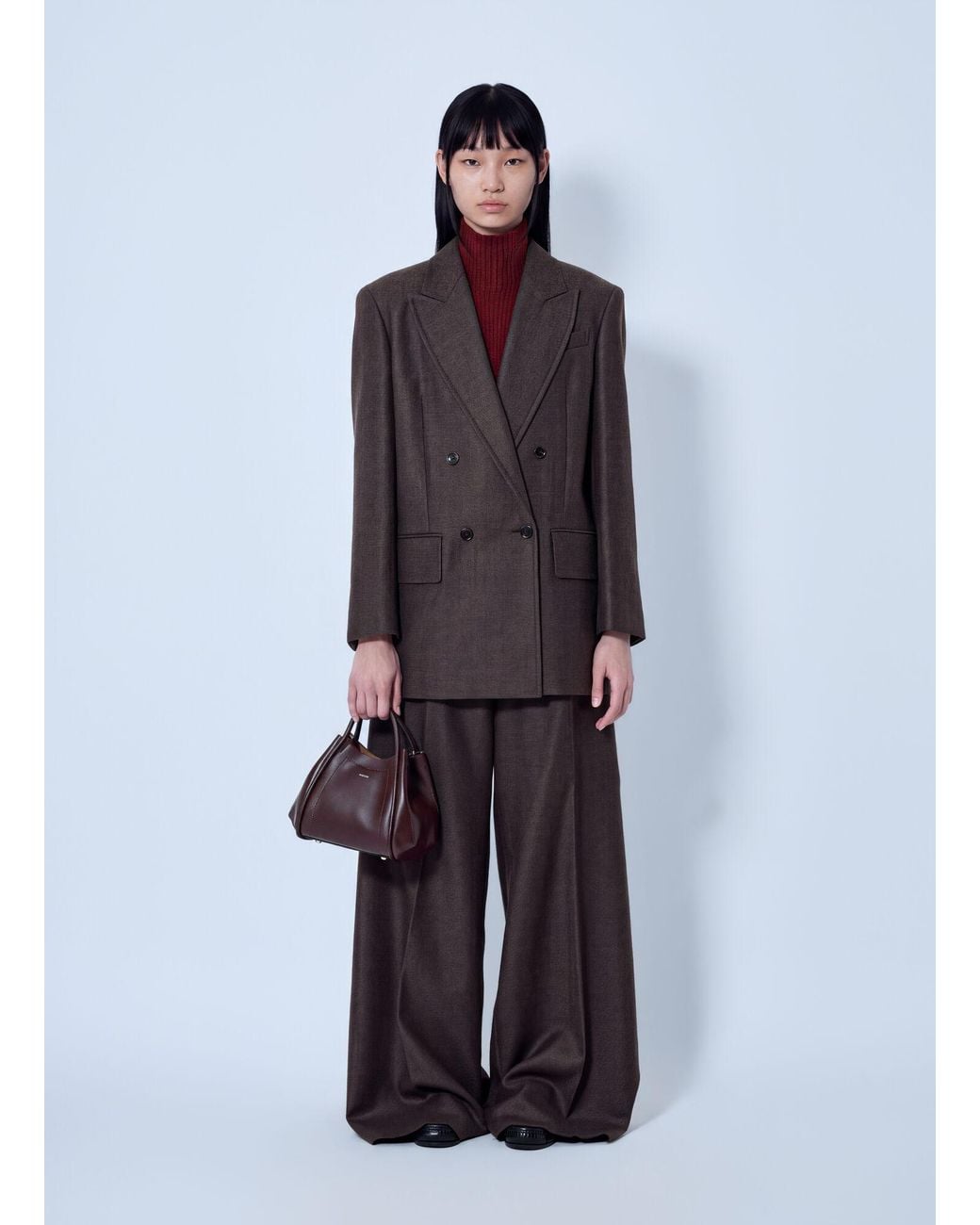Max Mara Gray Double-Breasted Wool Blazer