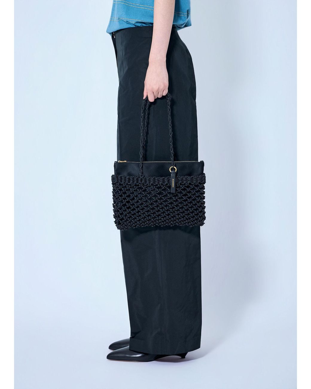 Jil Sander Blue Tangle Net Cord Shoulder Bag