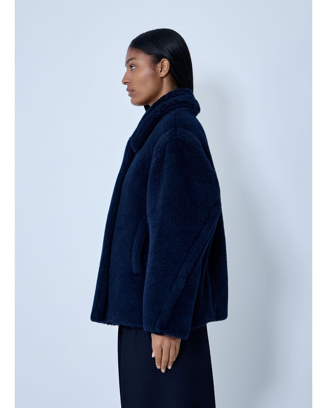 Max Mara Blue Wool-And-Silk-Blend Coat