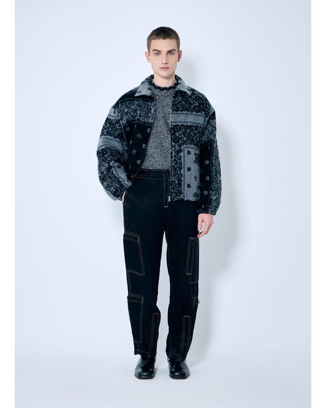 Nomarythm Textile Blue Satin Flight Pants for men