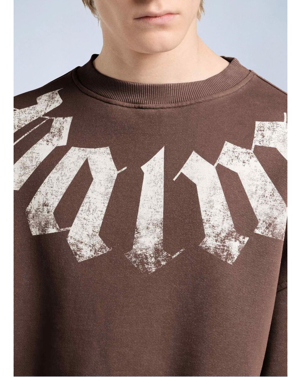 Palm Angels Blue Big Neck Logo Loose Sweatshirt for men