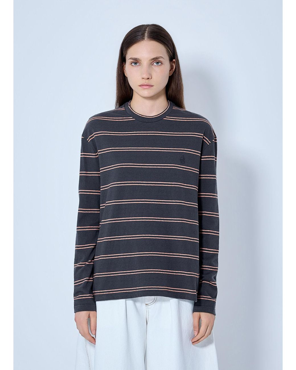 Jil Sander Blue Striped Long Sleeve T-Shirt