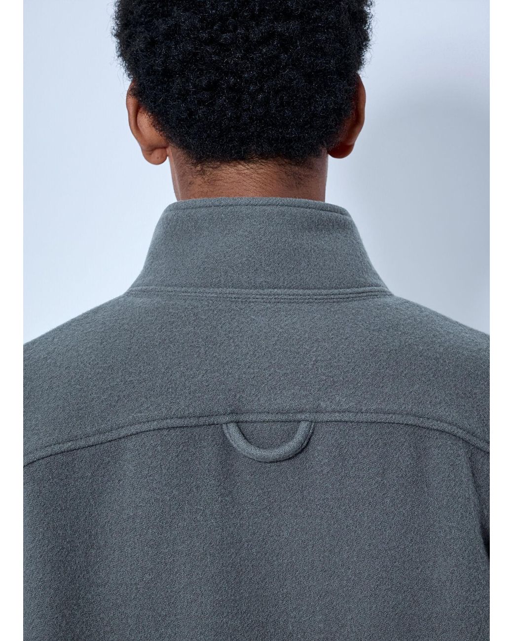 Rier Gray Fleece Polo Sweatshirt for men