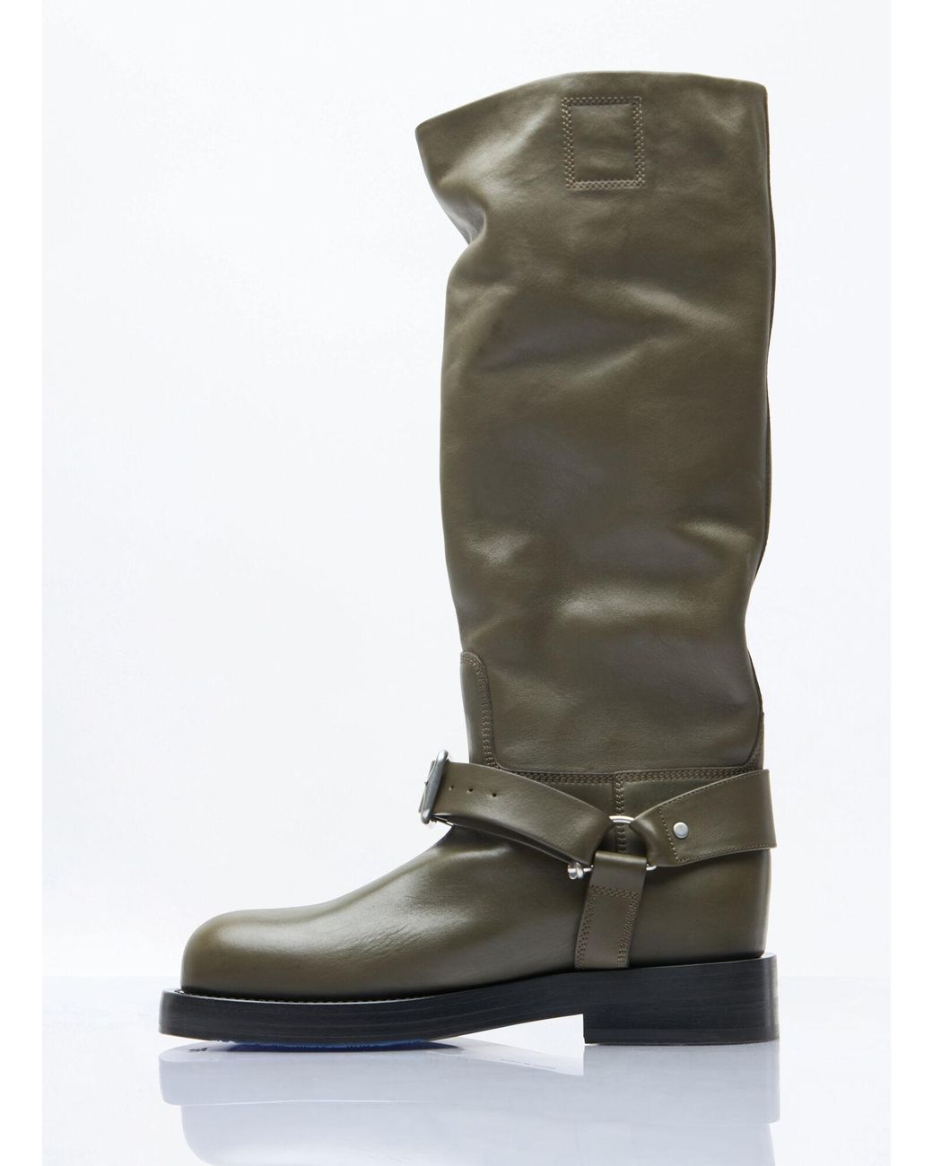 Burberry Green Leather Saddle High Boots