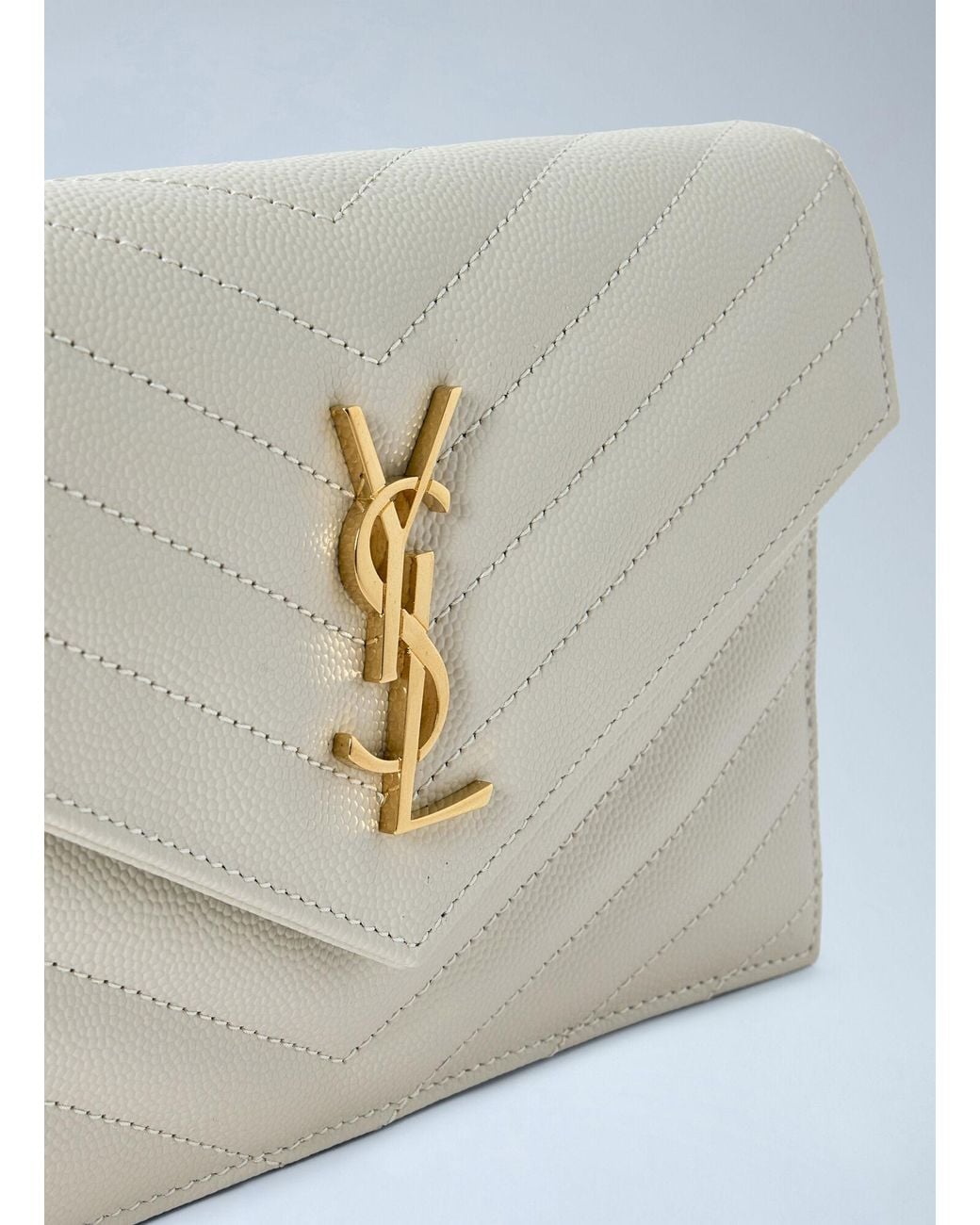 Saint Laurent Blue Cassandre Envelope Chain Wallet
