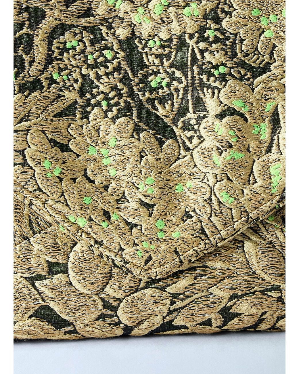 Dries Van Noten Green Floral Embroidered Clutch With Chain Strap