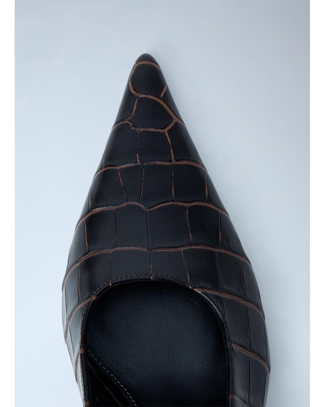 Totême Black Classic Croco-Embossed Slingbacks