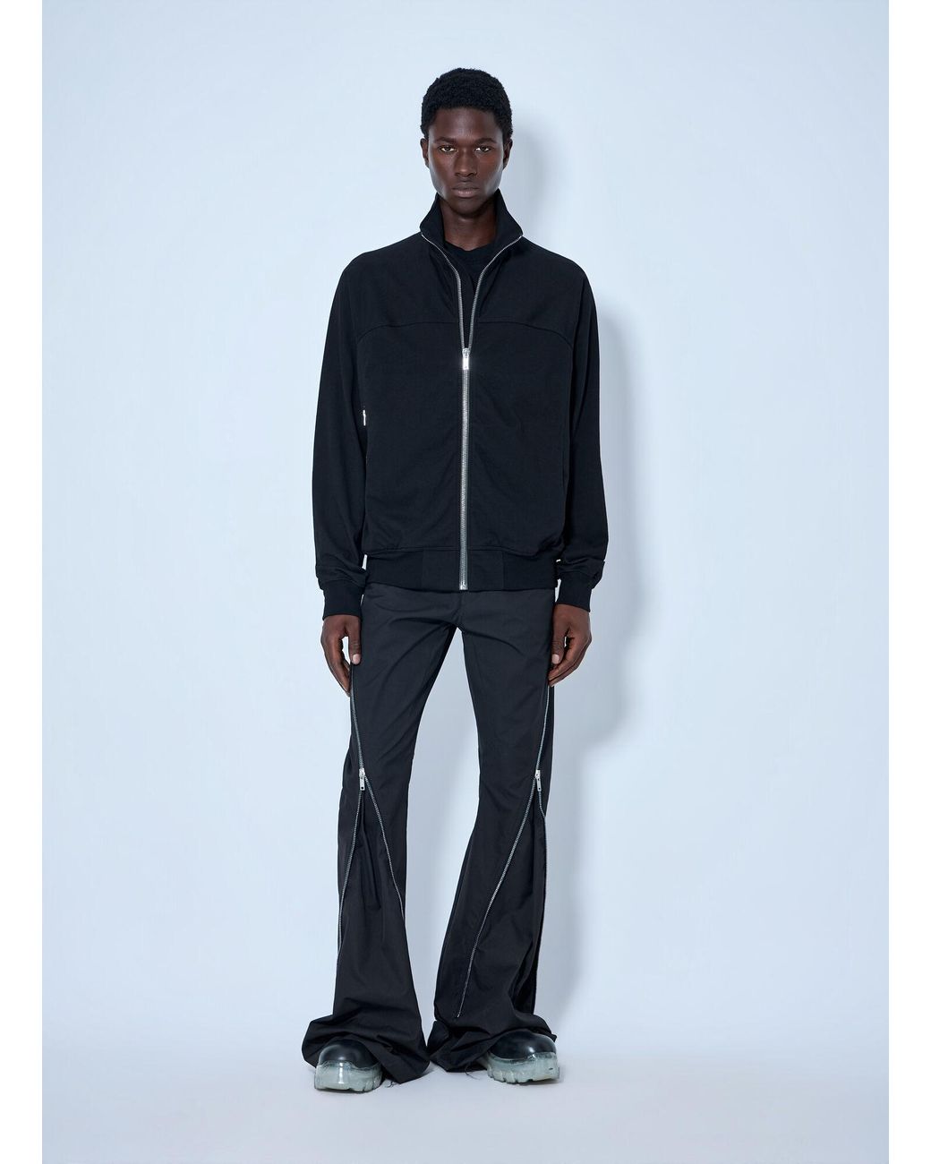 Rick Owens Blue High-Neck Zip-Up Jacket for men