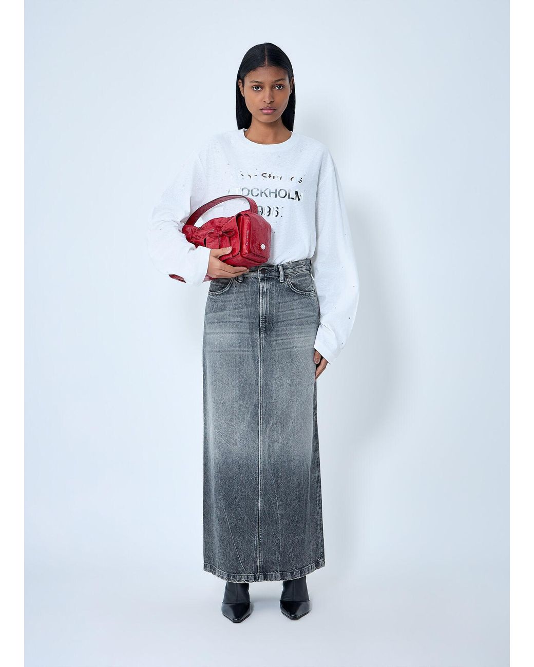 Acne Blue Denim Maxi Skirt