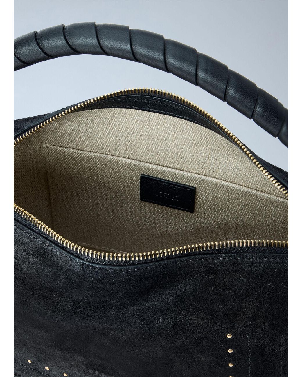 Chloé Blue Chloé Marcie Medium Studded Suede Shoulder Bag