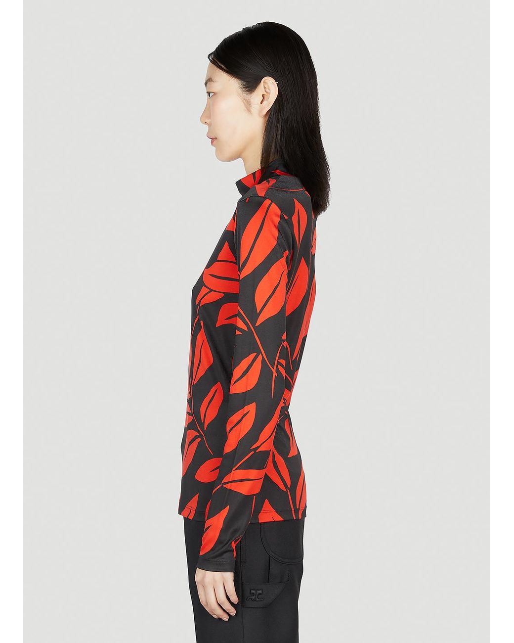 MERYLL ROGGE Red Leaf Print Top