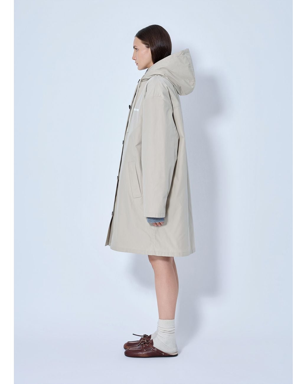 Miu Miu Blue Single-Breasted Panama Caban Coat