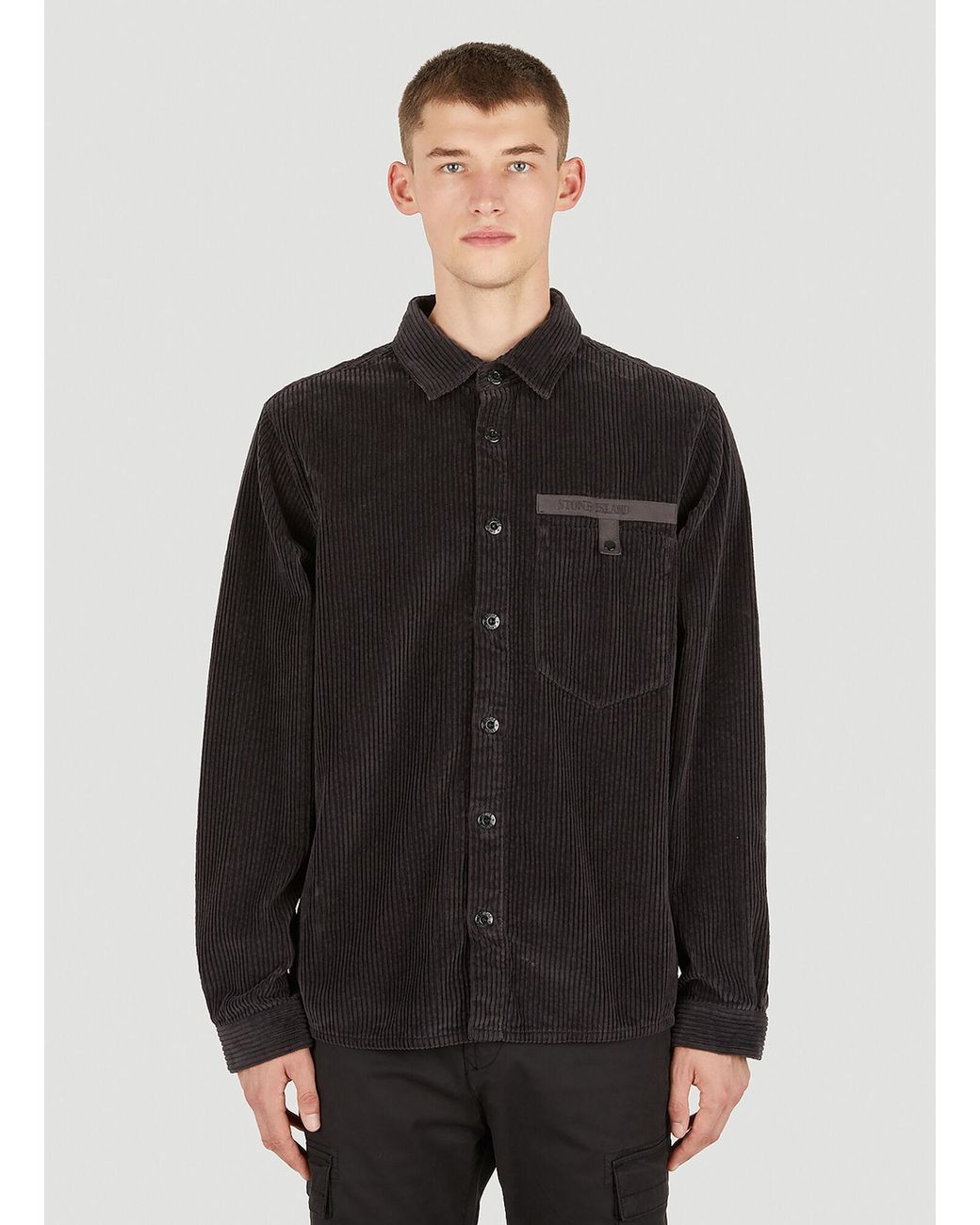 Stone Island Cord Overshirt in Black for Men | Lyst