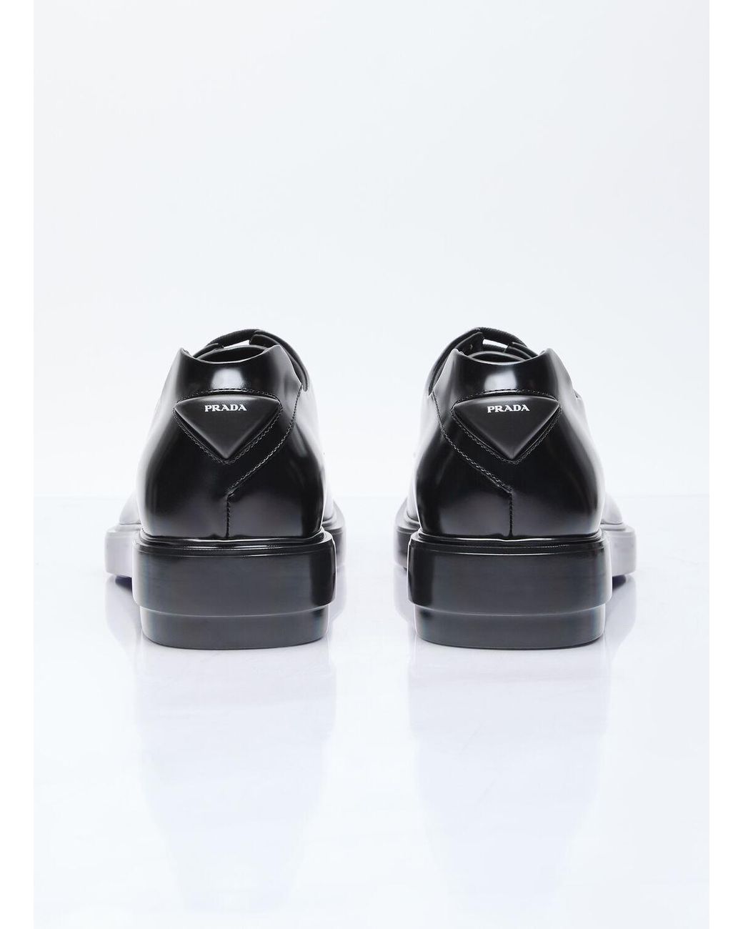 Prada Square Toe Derby Shoes in Black for Men | Lyst