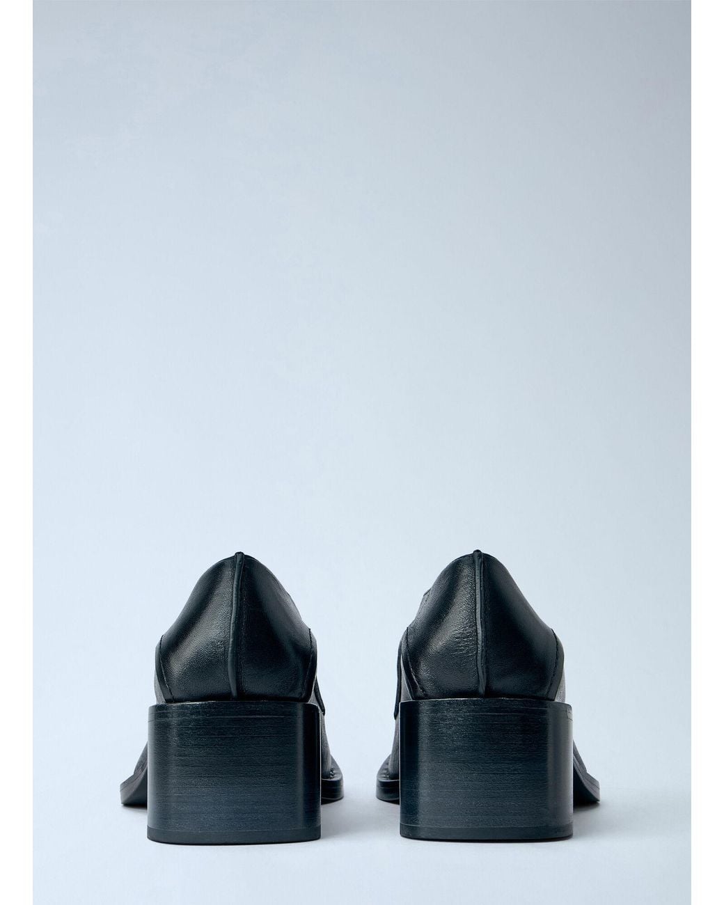 CAPASA MILANO Black Block Heel Leather Derbies