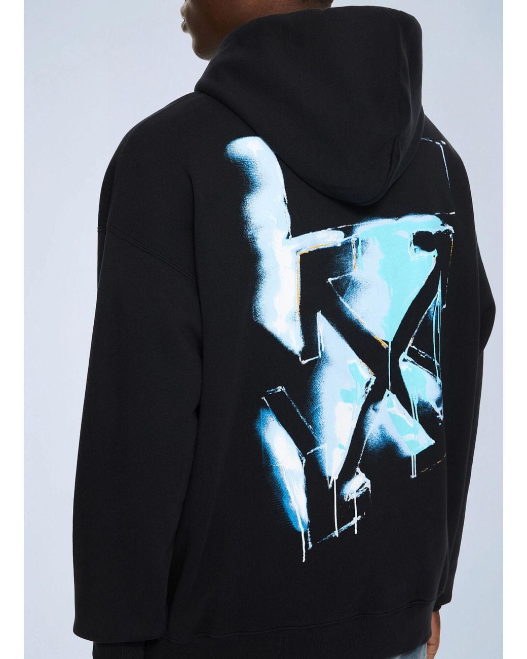 Off-White c/o Virgil Abloh Blue 3D Spray Arrow Skate Hoodie for men