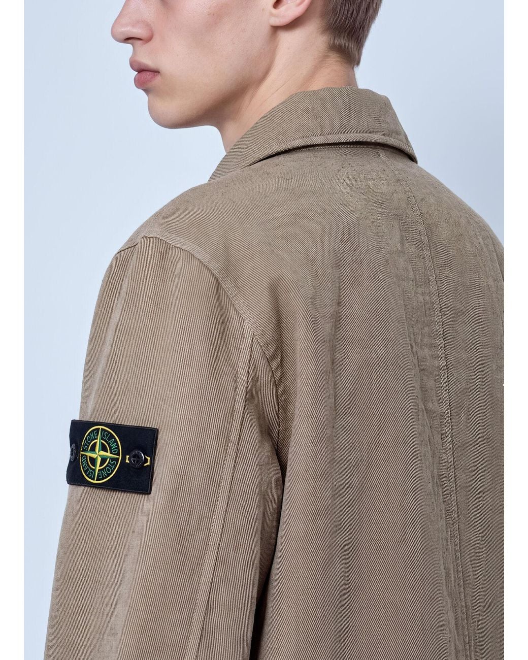 Stone Island Gray Textured Zip Jacket for men