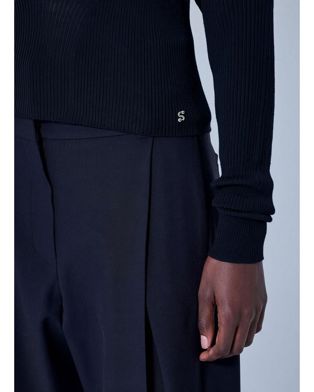 Sportmax Blue Ribbed Knit Sweater
