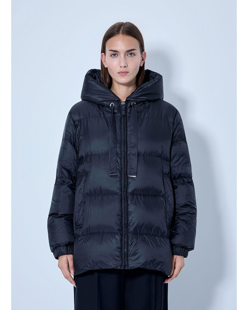 Max Mara Blue Hooded Puffer Jacket