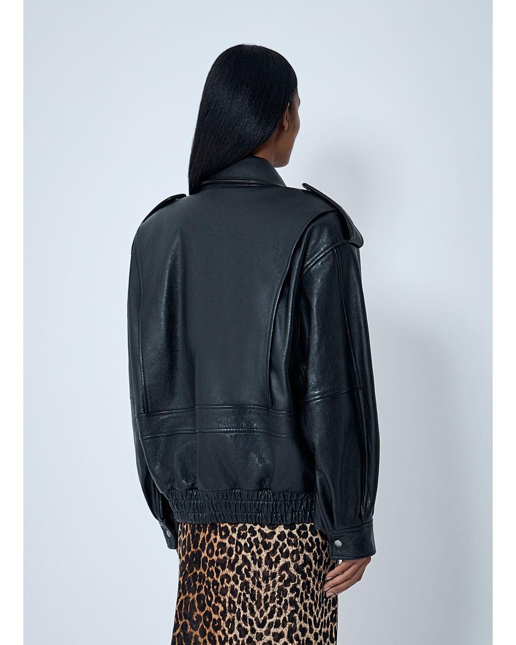 Saint Laurent Blue Grained Leather Jacket