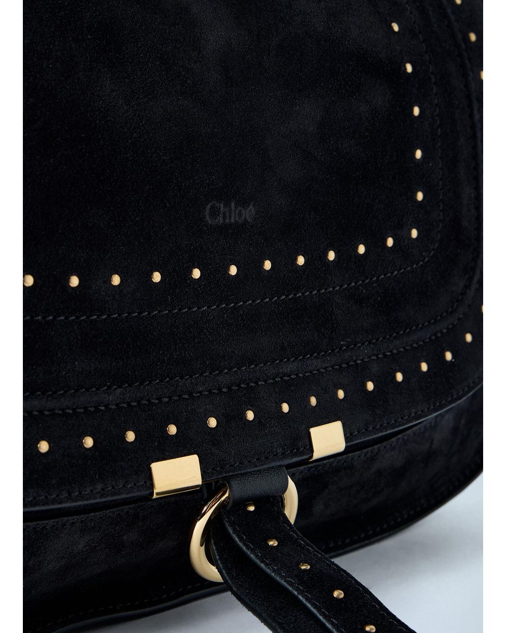 Chloé Blue Chloé Marcie Medium Studded Suede Shoulder Bag