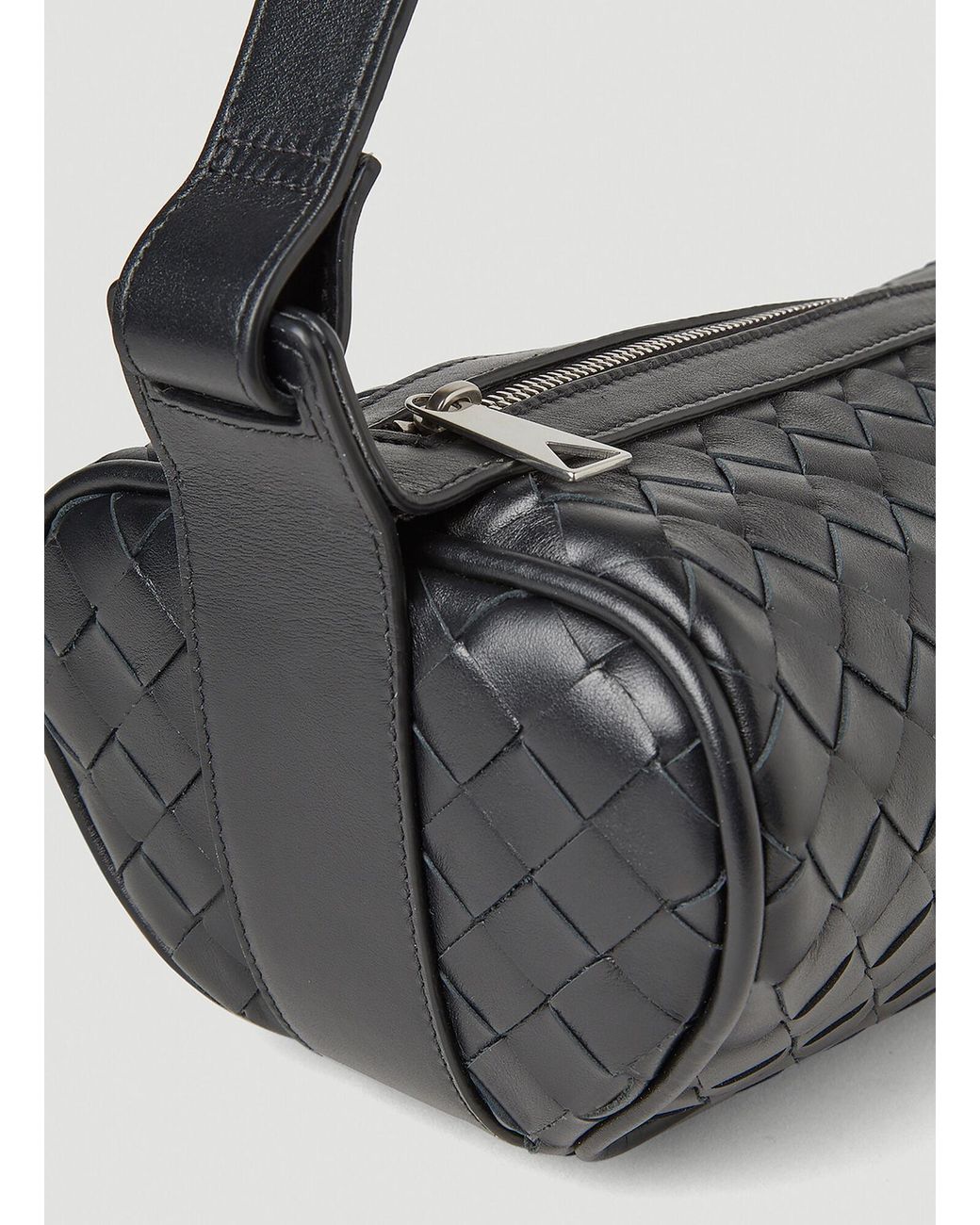 Bottega Veneta Black Intrecciato Woven Cannolo Crossbody Bag for men