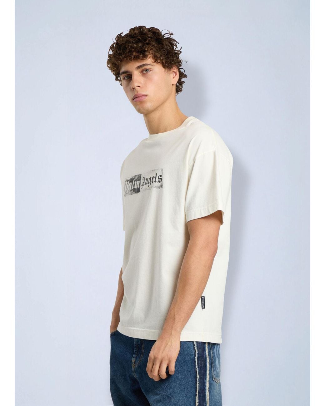 Palm Angels White Stamp Logo Regular T-Shirt for men