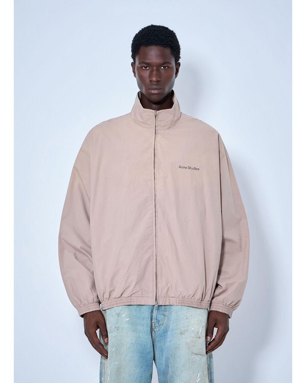 Acne Natural Logo Printed Zip-Up Jacket