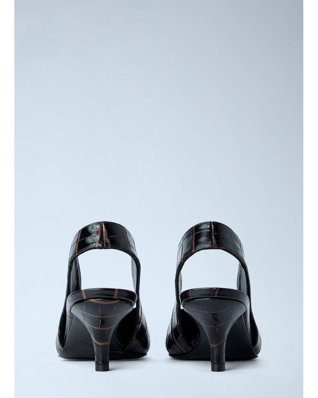 Totême Black Classic Croco-Embossed Slingbacks