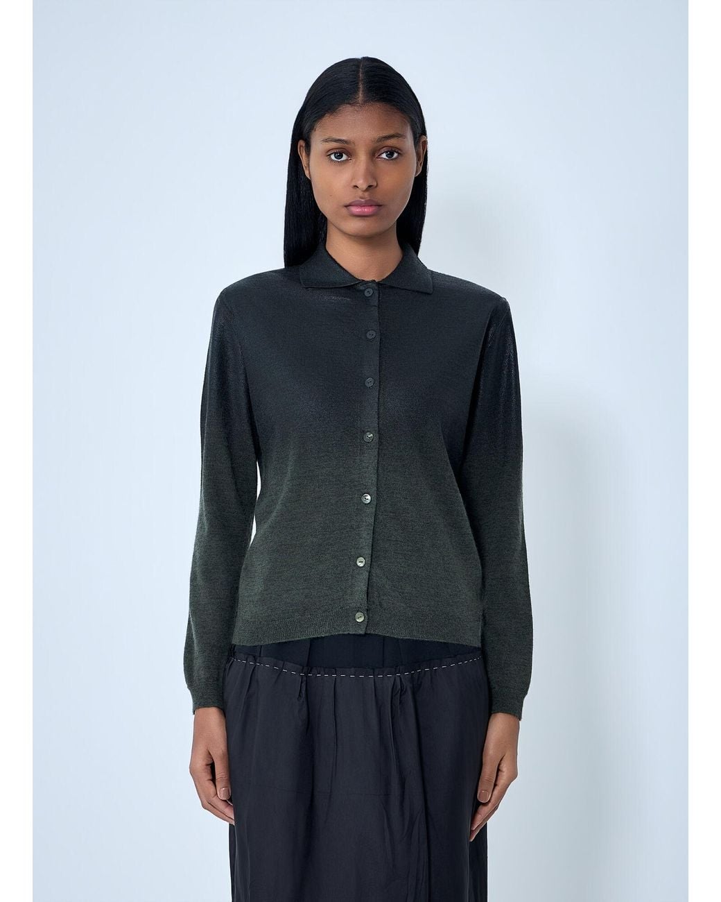 Maison Margiela Blue Button-Up Knit Cardigan