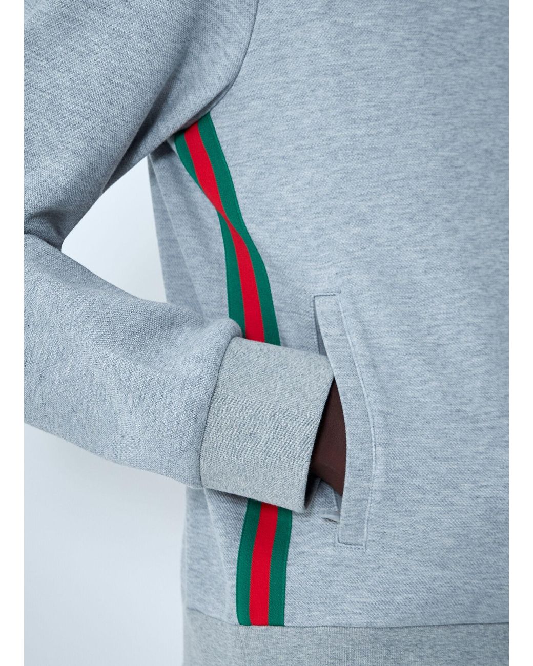 Gucci Blue Web Motif Zip-Up Sweatshirt for men