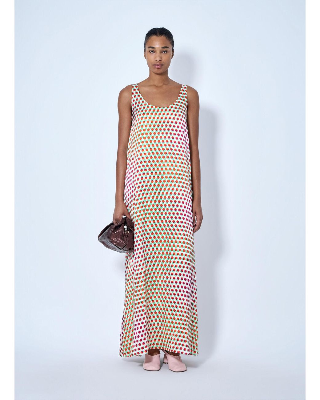 Dries Van Noten White Draz Polka-Dot Silk Maxi Dress