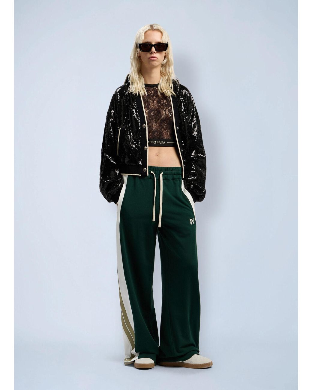 Palm Angels White Classic Logo Lace Top