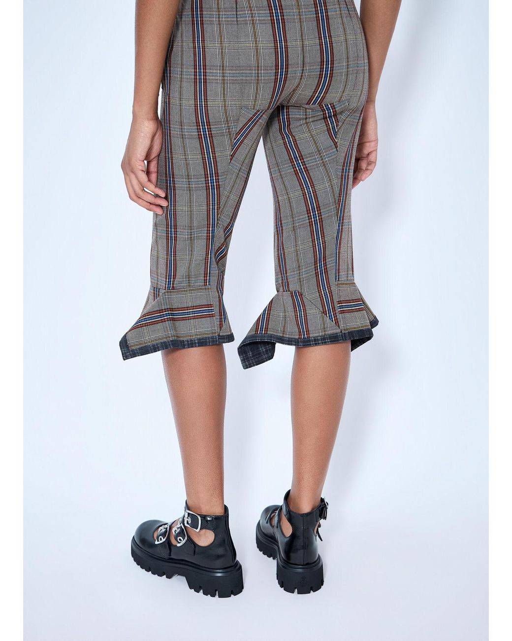 Vivienne Westwood Gray Flared Plaid Cropped Trousers