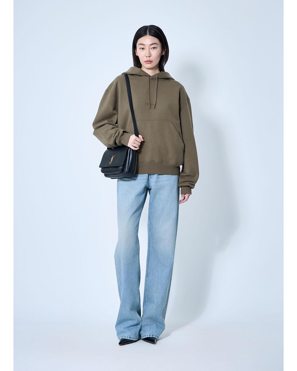 Saint Laurent Natural Hooded Logo Motif Sweatshirt