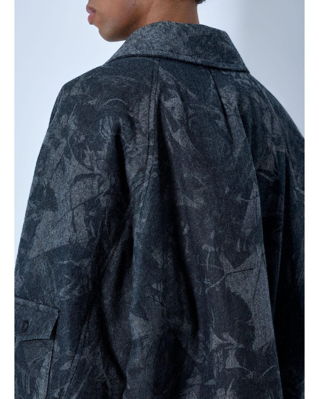 Yohji Yamamoto Blue Scrap Printed Coat for men