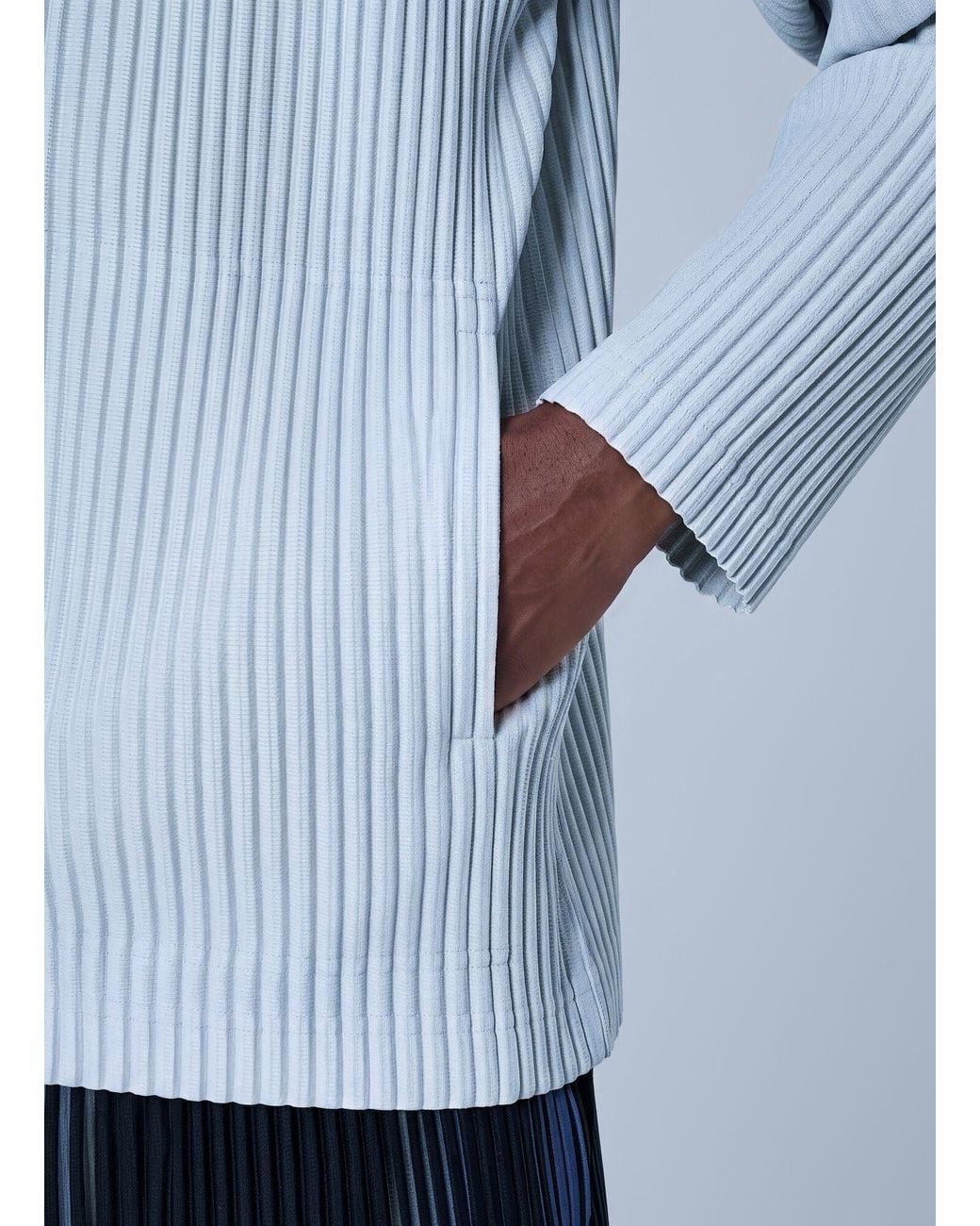 Homme Plissé Issey Miyake White Pleated Zip-Up Cardigan for men