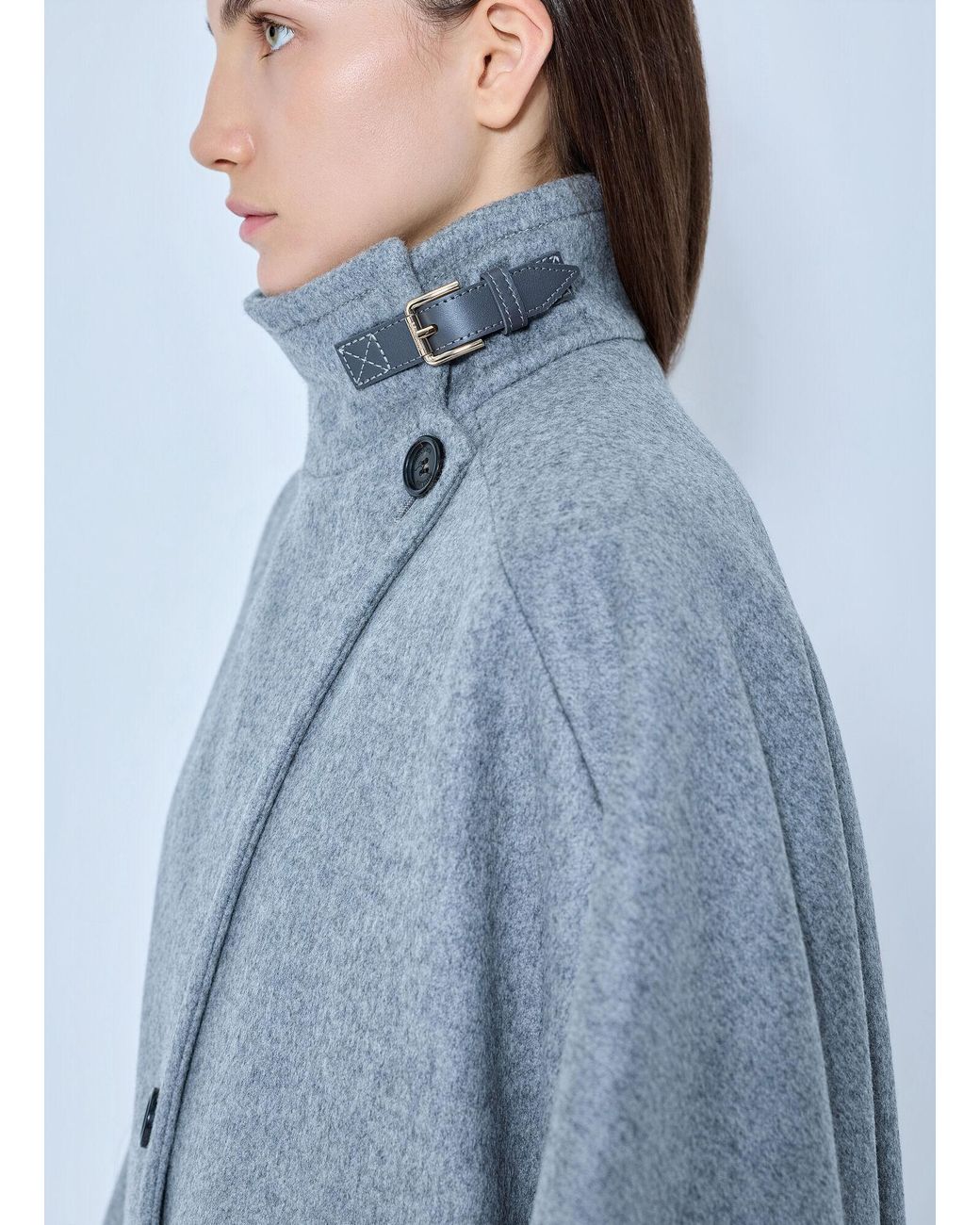 Max Mara Blue Asymmetric Cashmere Cape