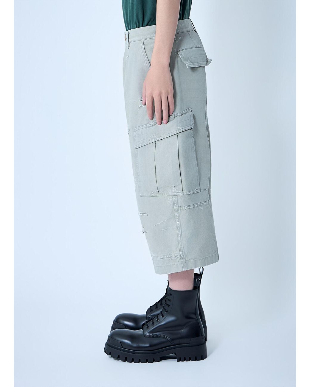 Balenciaga Blue Cropped Cargo Pants for men