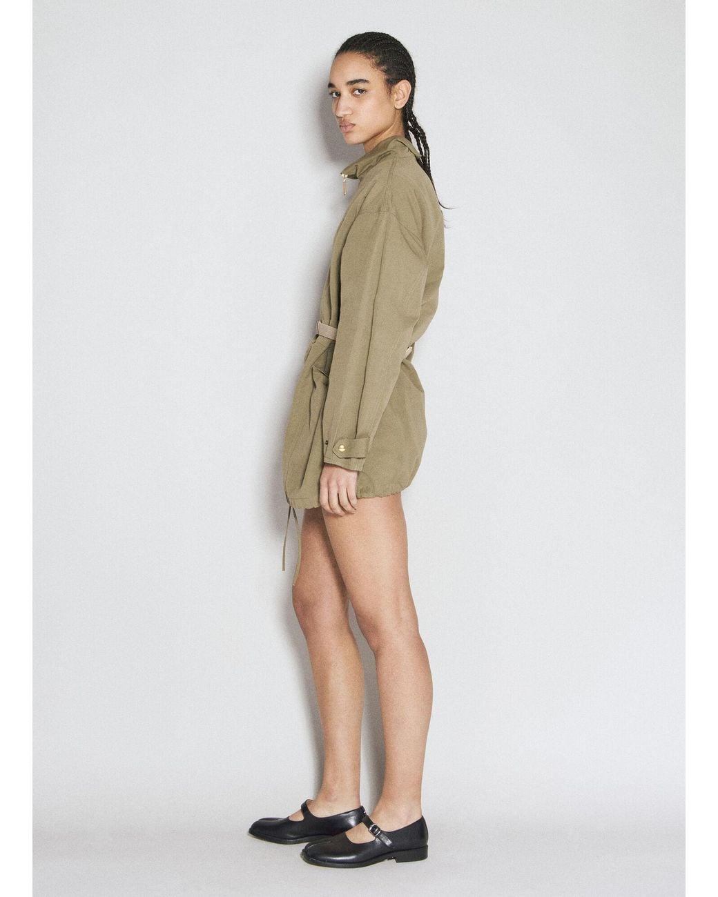 Prada Green Half-Zip Long Sleeve Dress