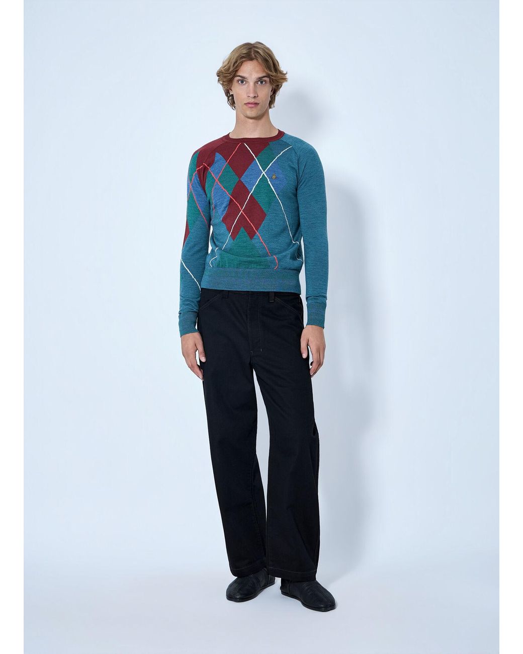 Vivienne Westwood Blue Argyle Sweater for men