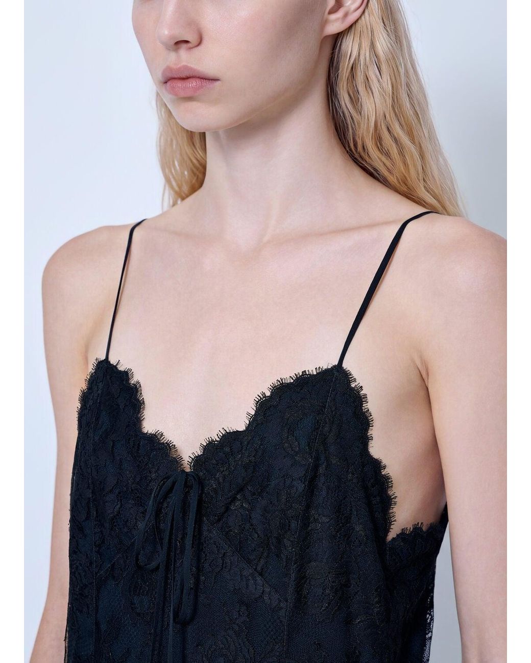 Chloé Blue Thin-Strap Ruffle Top