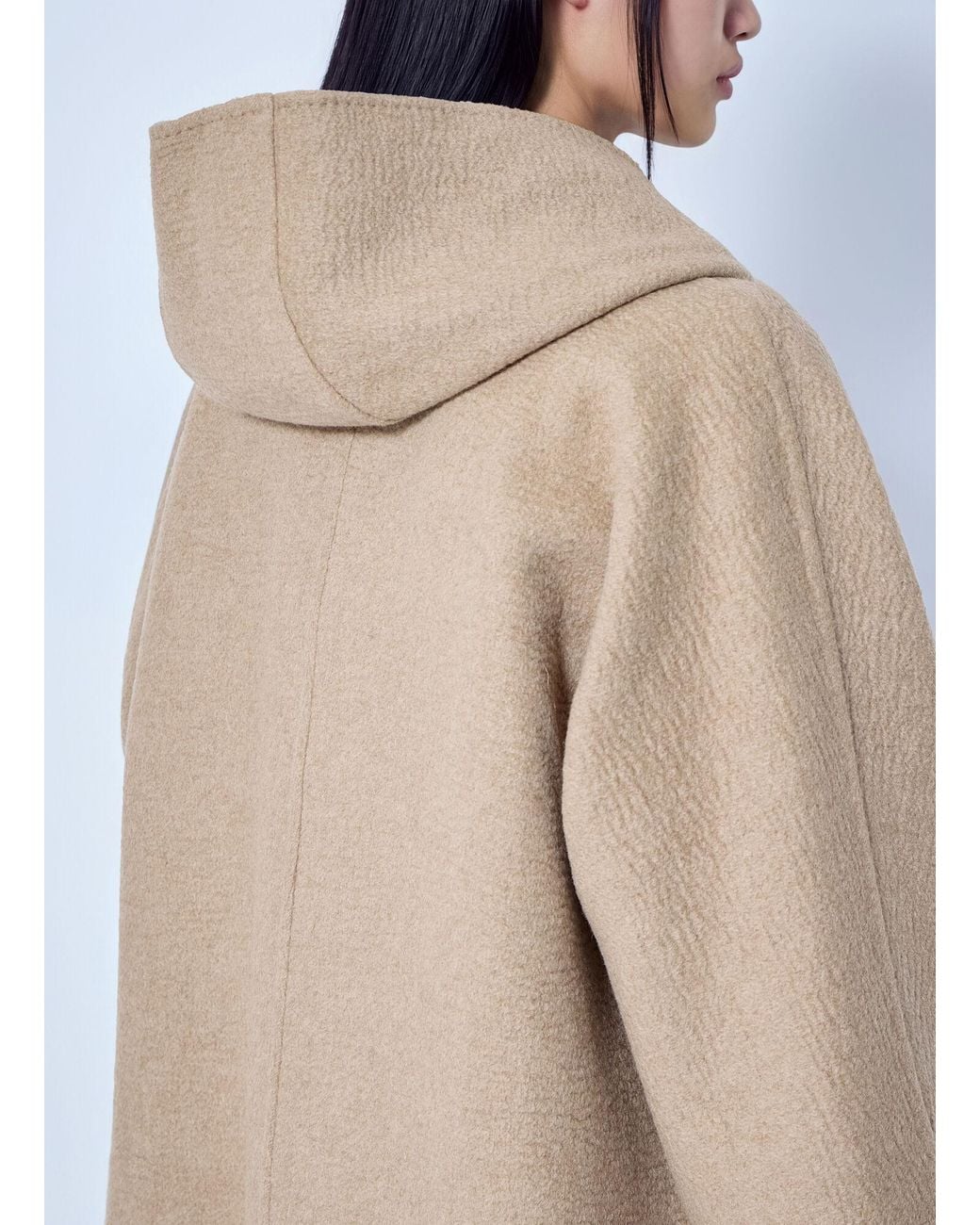 Max Mara Natural Hooded Camel And Mohair Coat