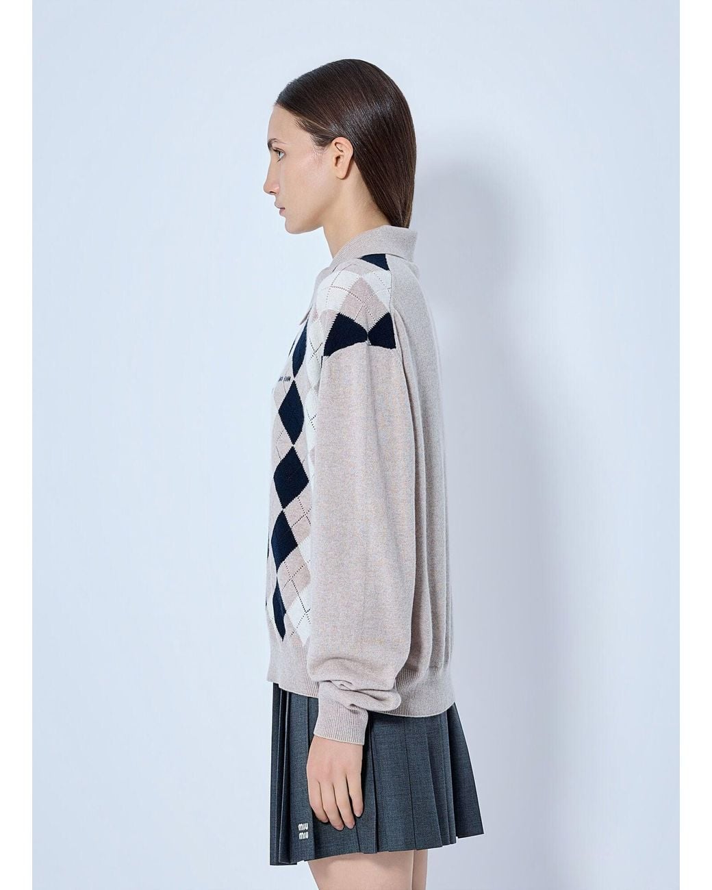 Miu Miu Gray Cashmere Polo Sweater