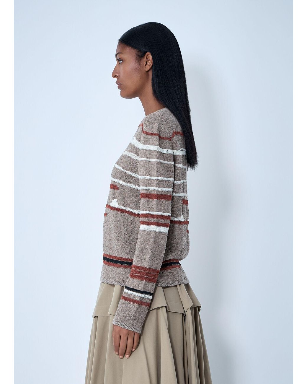 Bottega Veneta Gray Linen-And-Cotton Sweater