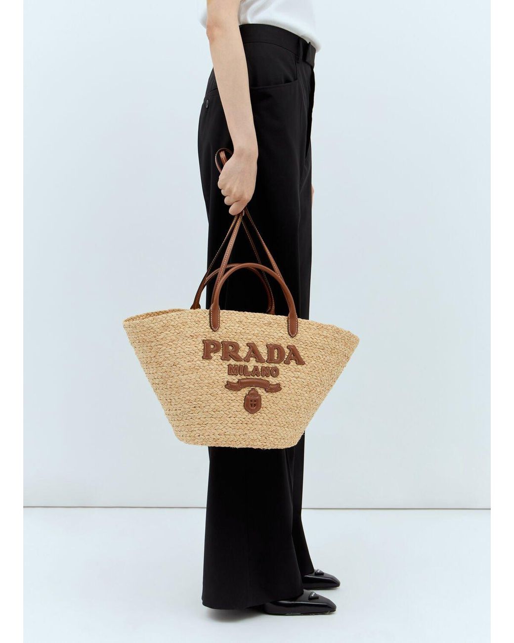 VIP.PRADA RAFFIA SHOPPING BAG 関税送料込 prada-Beige-Large-Raffia-