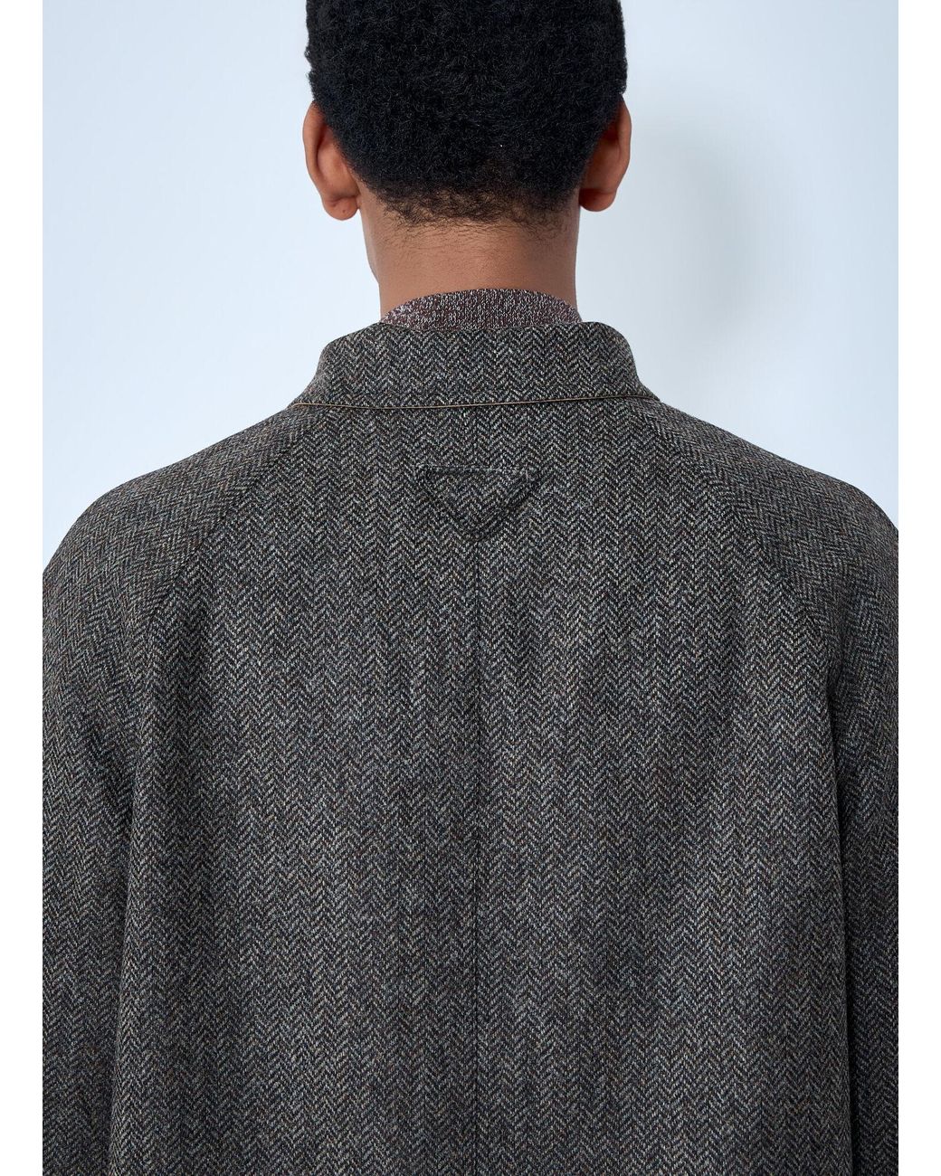 Prada Blue Reversible Buttoned Coat for men